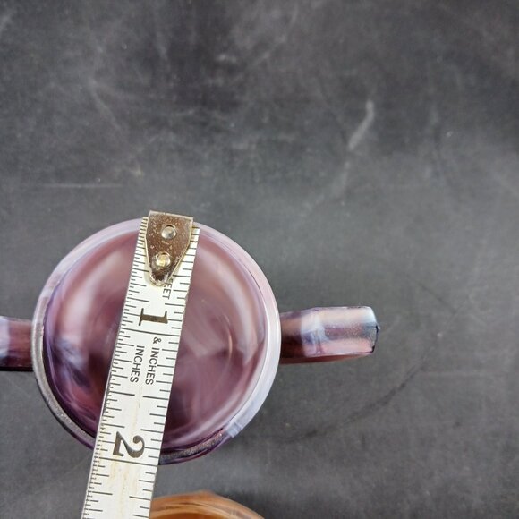 Vintage 2pcs Slag Glass Imperial Brown and Purple Small Toothpick Holders - Picture 8 of 12
